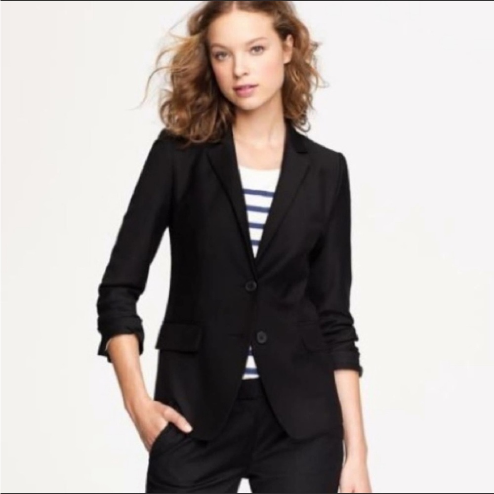 J Crew women’s 2 pc skirt suit black sz 00P